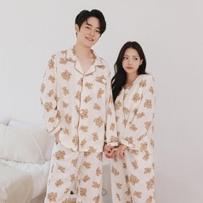 / (순면)브라캡 내장 노브라 커플 곰돌이 잠옷 파자마