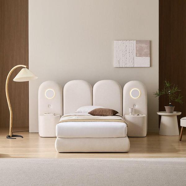 오세르 친환경 E0 호텔침대 기능성 조야 패브릭 LED조명 평상형 침대프레임 SS