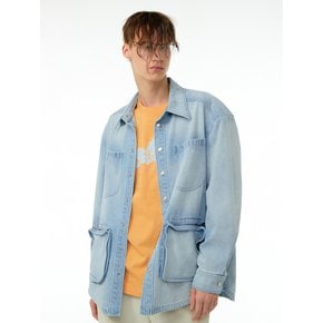 Pocketed denim shirt (Blue)