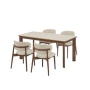 포멜로 세라믹식탁 4인세트 160cm 브라운_가죽체어 4EA (옵션 택1)