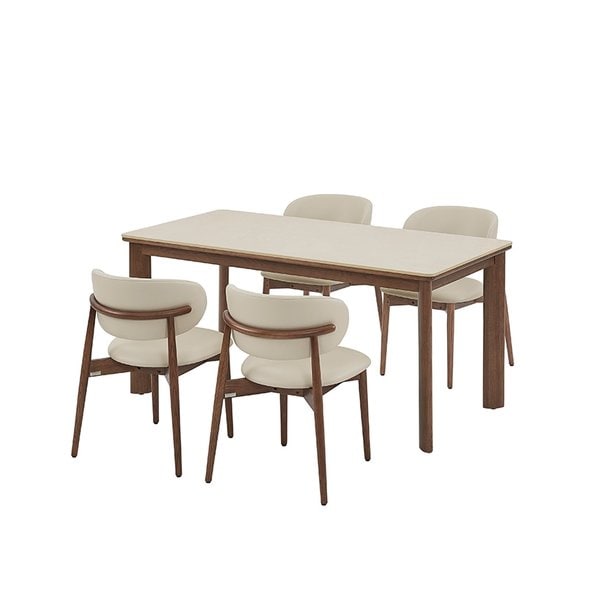 [카드10%할인] 포멜로 세라믹식탁 4인세트 160cm 브라운_가죽체어 4EA (옵션 택1)