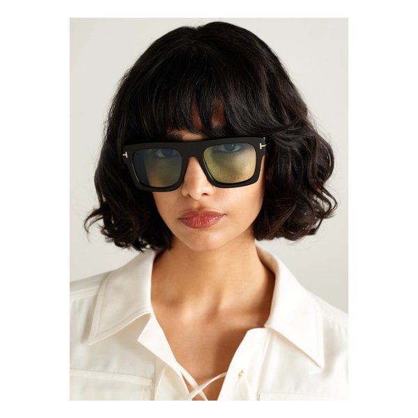 파우스토 스퀘어 프레임 아세테이트 선글라스 블랙 46376663162897568