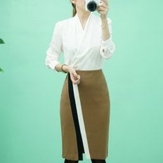 / 정장 쉬폰 랩 셔링 블라우스