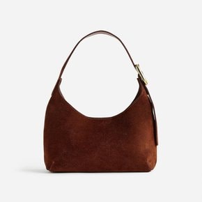 [MADEWELL - THE SCULPTURAL] 메이드웰 버클 스웨이드 숄더백 토트백 Mahogany