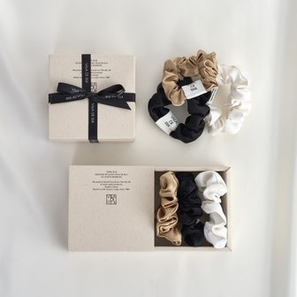 빌라드실크 Baby scrunchie 3set (White/Beige/Black) 실크 스크런치 세트