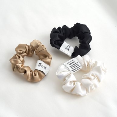 Baby scrunchie 3set (White/Beige/Black) 실크 스크런치 세트