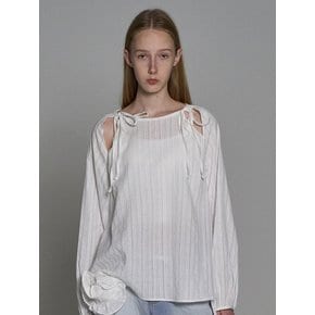 Ribbon Slit Blouse_White