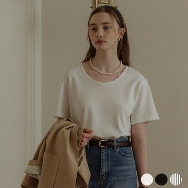 틸아이다이 U-Neck natural cotton T-shirt[3color]