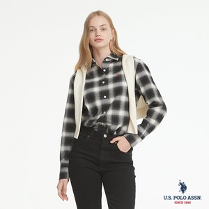 유에스폴로 [U.S. POLO ASSN.] FW 여성 코튼 기모셔츠_BLACK CHECK