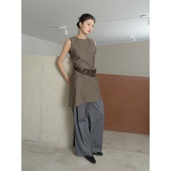 더엔엘 Unbalanced poin Dress - [Brown]