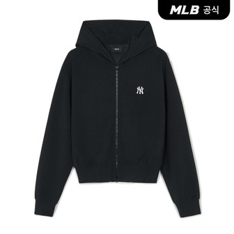 MLB [코리아공식] 여성 베이직 럭슬레저 크롭 후드집업 NY (Black)