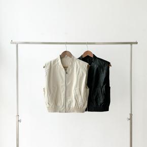 여자 가을 레더베스트 밴딩 주머니 집업 가죽 조끼