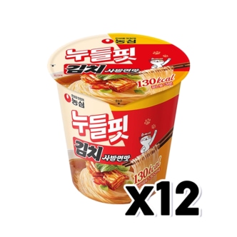  농심 누들핏 김치사발면맛 소컵 37.5g x 12개