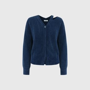 카이 컷 아웃 헤어리 가디건_네이비 / KAI CUT OUT HAIRY CARDIGAN_NAVY