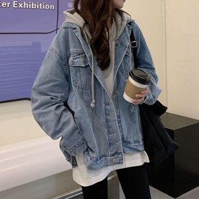 [오노마] ONM 여성 후드 캐주얼 탈부착 아우터 데님자켓