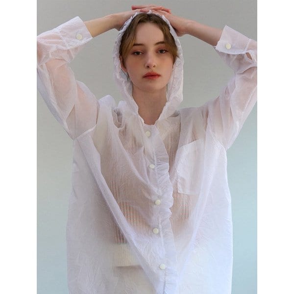 FRILL HOOD RAIN JUMPER WHITE