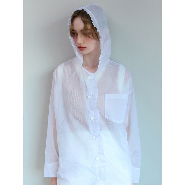 FRILL HOOD RAIN JUMPER WHITE