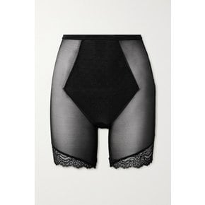 Spotlight Lace-trimmed Stretch-tulle Shorts 블랙