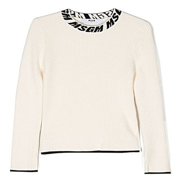 MSGM RIB KNITTED TURTLE NECK JUMPER GIRL - F3MSJGTN077 크림