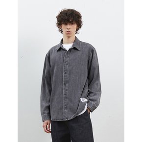 DENIM STONE WASHING BASIC SHIRTS GREY