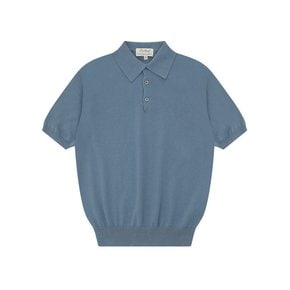 Essential Short Sleeve Polo Knit (Marine Blue)