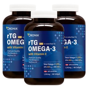 캐나다 오로니아 RTG 오메가3 알티지 OMEGA3 RTG 초임계추출 1310MG 180캡슐 3팩