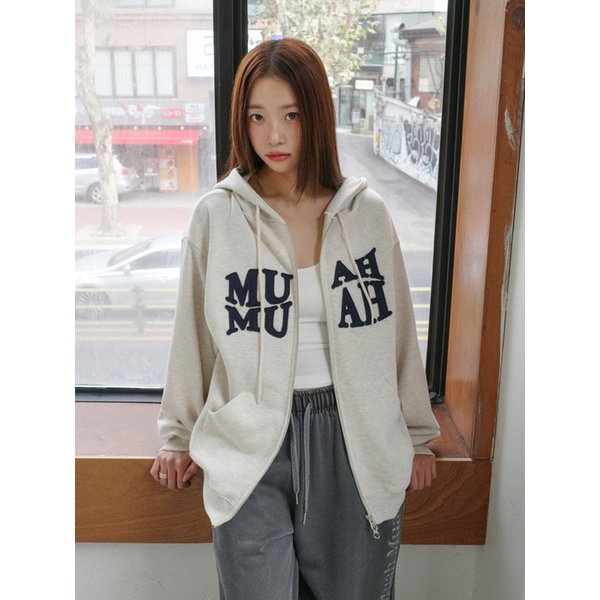 MUAH 아플리케 로고 후드집업 [3color]