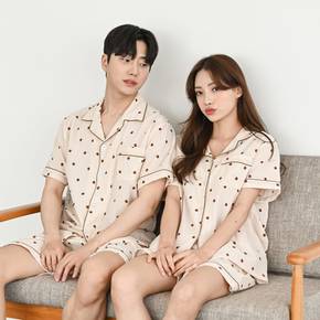 / (빅사이즈 추가)여름 순면 도토리 패턴 커플 잠옷