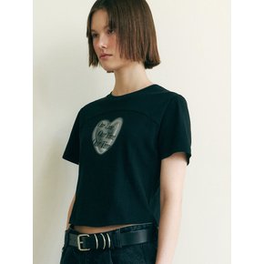 OUR HEART PAINTING CROP T-SHIRTS BK