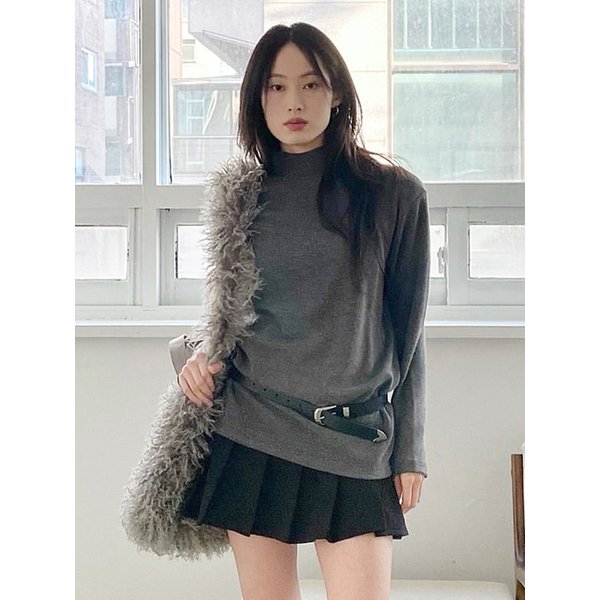 하프 폴라 롱 슬리브 니트 CHARCOAL