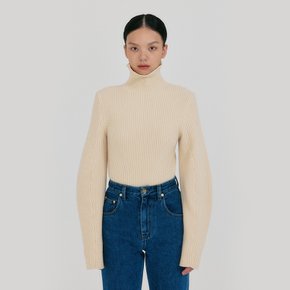 ZOVOUS Turtleneck Knit Pullover - Cream