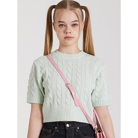 핑크파인애플 CABLE CROPPED SWEATER_MINT
