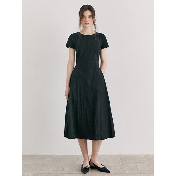 Side Button Stitch Dress, Black
