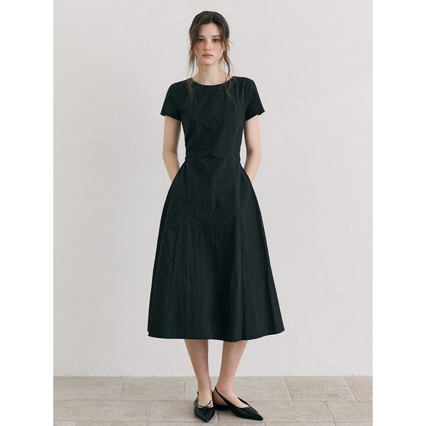 Side Button Stitch Dress, Black