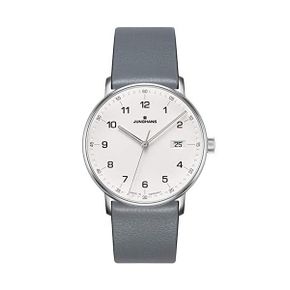 독일 융한스 막스빌 1313476 Junghans 041/4885.00 Mens 아날로그 쿼츠워치 가죽스트랩