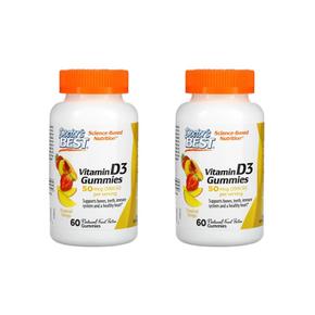 [해외직구] 닥터스베스트 비타민D3 트로피컬 탱고 25mcg (1000IU) 60구미 2팩 Doctor`s Best Vitamin D3 Gummies Tropical Tango 25mcg (1