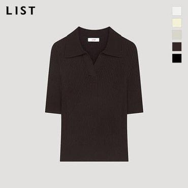 리스트 오픈 카라넥 리브 니트