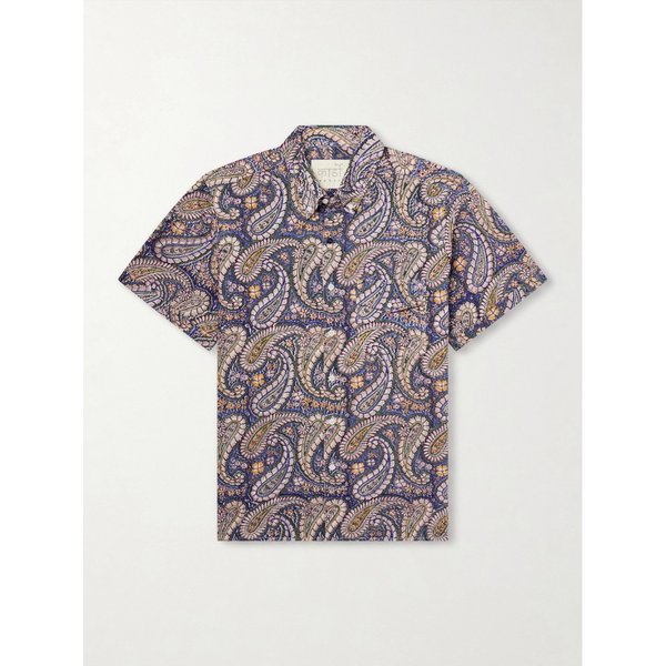 론 버튼다운 칼라 페이즐리 코튼 셔츠 46376663163099402