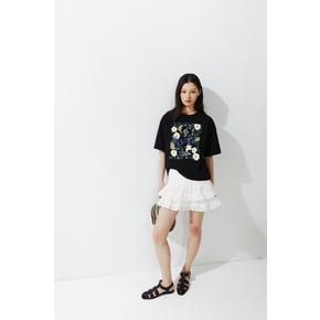 디자인 티셔츠 블랙/플라워 1287801002
