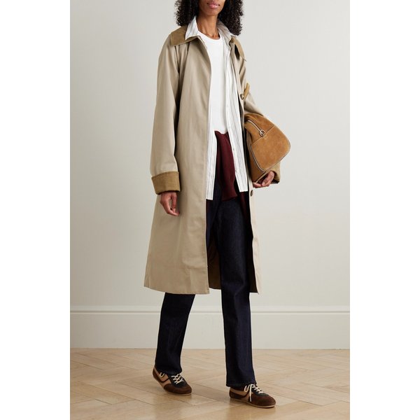 레이건 벨티드 코듀로이 트림 코튼 블렌드 트윌 트렌치 코트 46376663162979939