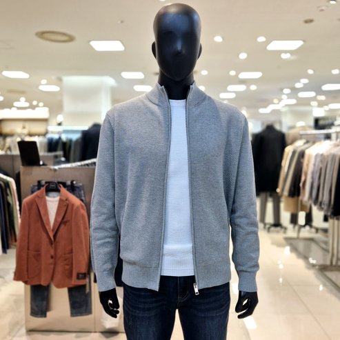 바쏘 25S/S 그레이 컬러 면 스판 남성 집업 가디건 [BZS1WA94GR]