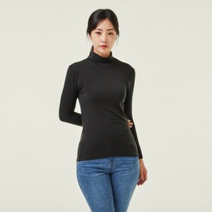 JAJU *정상가 25,900원*여 JAJU HEAT 터틀넥 긴팔 티셔츠_BLACK