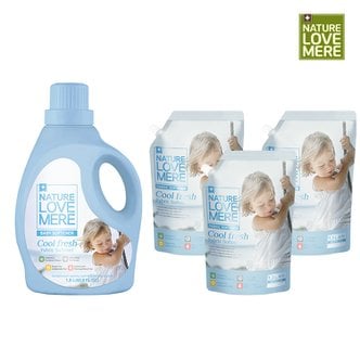 네이쳐러브메레 아기섬유유연제 쿨프레쉬 용기형 1800ml 1개 + 리필형 1300ml 3팩