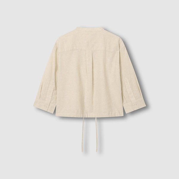 여 리넨 블렌디드 헨리넥 7부 셔츠 J116203525012