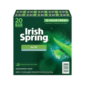 Irish Spring 알로에 비누 클렌저 바스 104.8g 20개