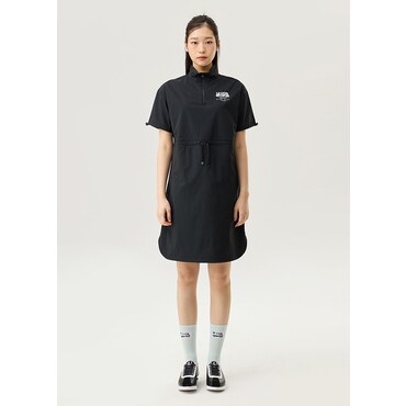 르꼬끄 우먼스 스트레치 우븐 루즈핏 원피스 (QQ122OOP29_BLK)