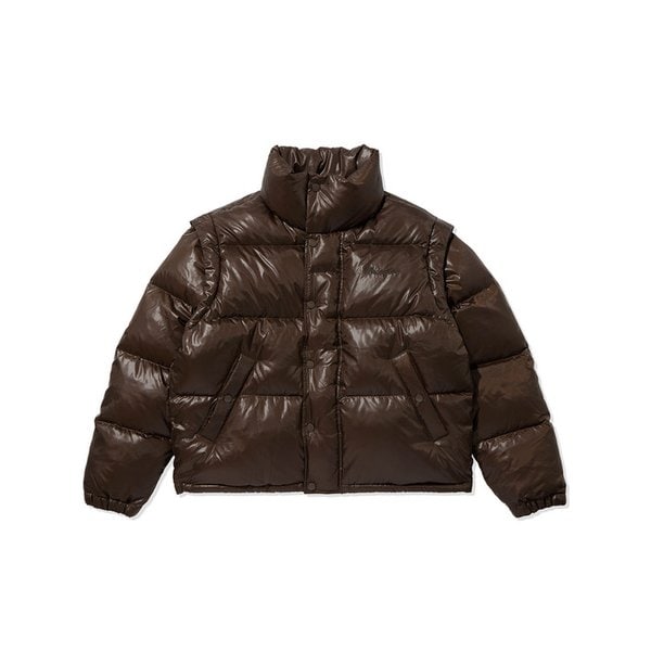 Detachable Sleeve Down Jumper Brown