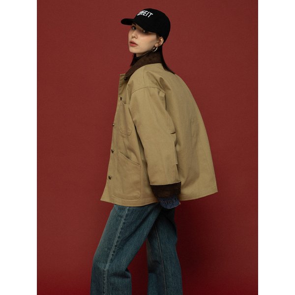 SUEDE 4 POCKET WORK JACKET BEIGE