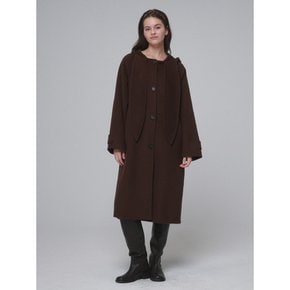 Hooded muffler handmade long coat_Chocolate Brown