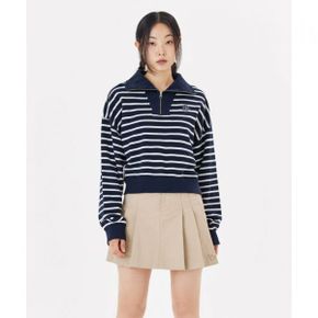 우먼즈 클러브 스트라이프 하프집업 스웨트셔츠 - NAVY Z253WSW5100